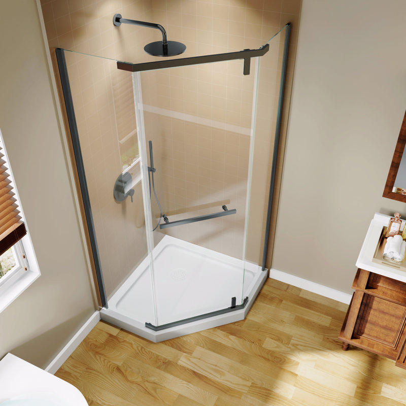 Corner Shower Enclosure 36 In. W X 72 In. H Frameless Neo-Angle Shower Enclosure, 1/4" (6Mm) Clear Tempered Glass, Pivot Shower Door