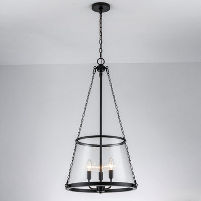 3-Light Kitchen Island Pendant Light With Tapered Glass