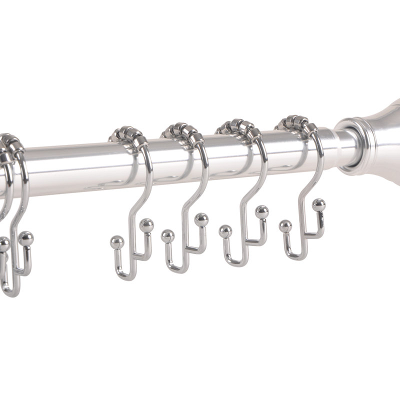 Chrome Double Roller Shower Curtain Hooks Set of 12
