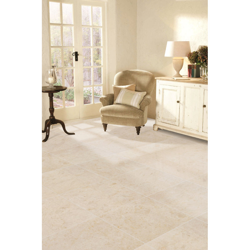 Carreau de marbre et de sol aspect marbre poli beige, L 24 po x L 24 po