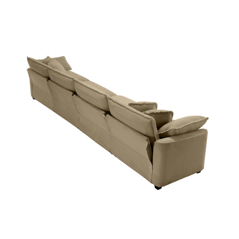 Canapé Bequette, Velours côtelé brun clair, H 34 po x l 150 po x P 34,5 po, 4