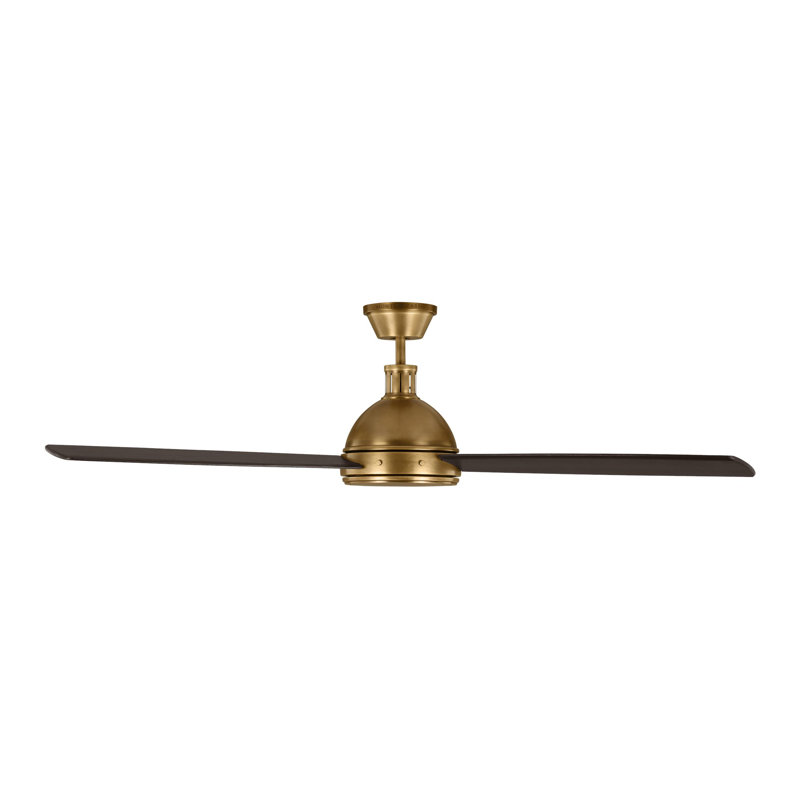 Hicks LED Downrod Ceiling Fan, Hand-Rubbed Antique Brass/Dark Mahogany