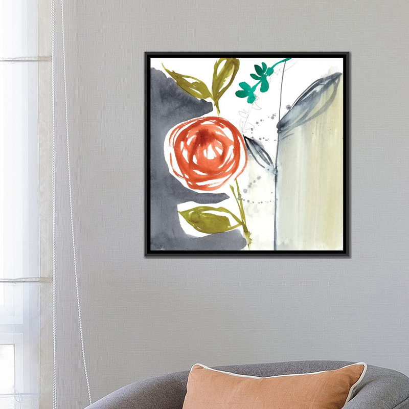 " Painted Whimsy VI " by Jennifer Goldberger, 18" H x 18" W x 1.5" D, Black Framed Canvas, No Mat