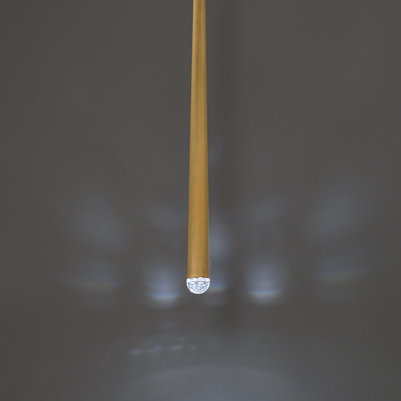 Cascade 1 - Light Single Cylinder LED Pendant, Aged Brass, 19" H x 1.63" W x 1.63" D