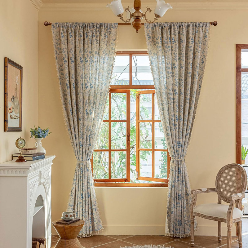 Polyester Exquiste Pattern Print Curtains 2 Panel, 52" W x 63" L
