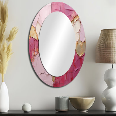 Or rose minimalisme poteries - décor de miroir mural ovale doré