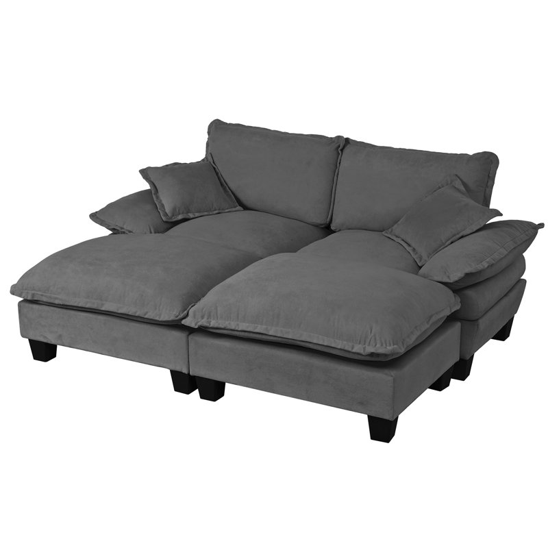 Canapé modulaire inspiré d'un voilier avec repose-pieds mobile