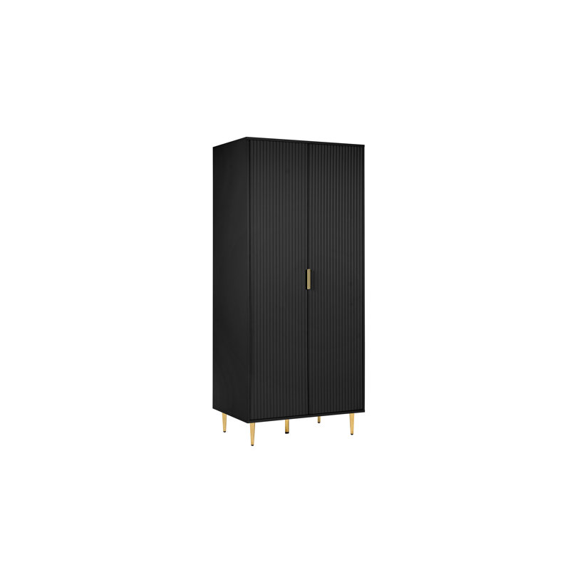 Bethzaida 2 Door Fluted Wardrobe, Matte Black