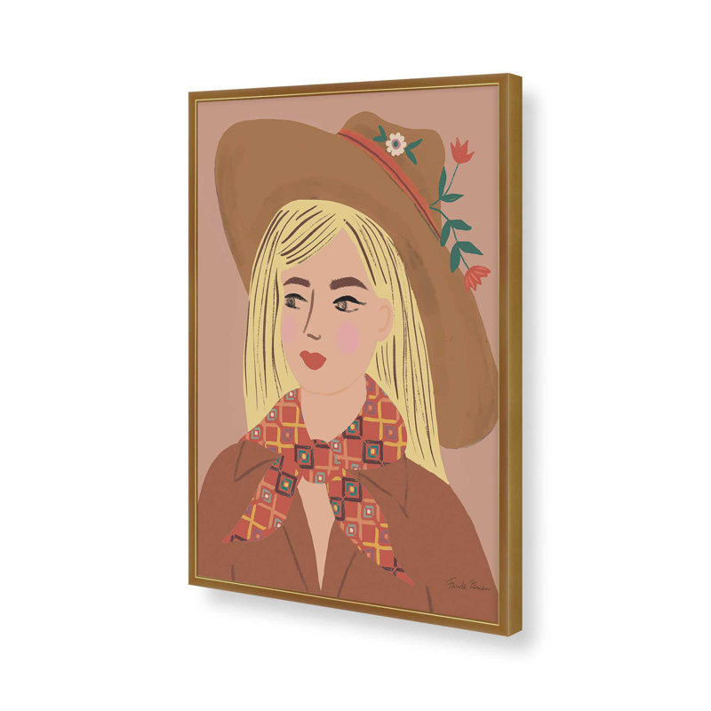 «Cowgirl II V2» par Farida Zaman, reproduction d'art sur toile, H 16 po x l 12 po, Doré