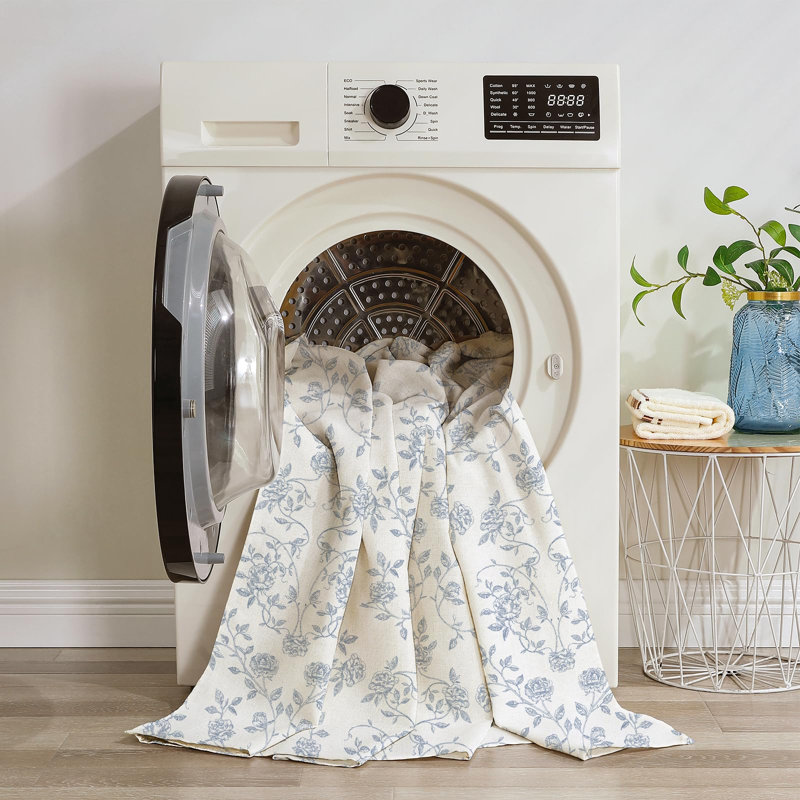 Rideau de douche vintage de style ferme à motifs floraux en polycoton, 183 cm x 183 cm, bleu