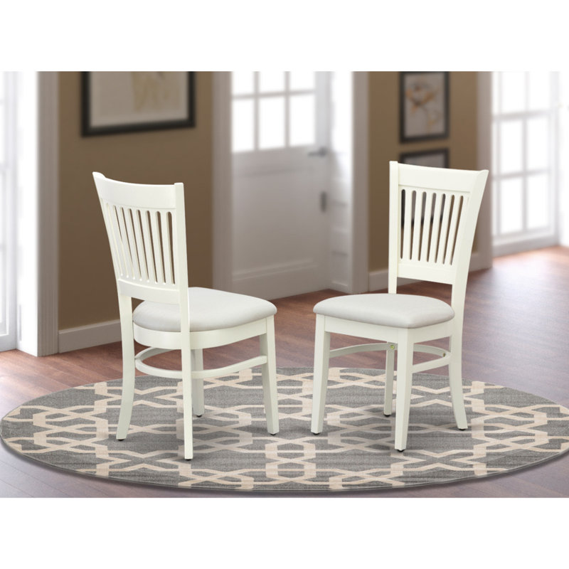 Chaises de salle à manger Vancouver - Ensemble de 2 chaises en bois et tissu lin, blanc lin, Lin blanc