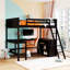 Lit mezzanine en bois avec bureau, construction solide pour une maison confortable. Pin artisanal. Créez une chambre à coucher fonctionnelle et élégante-2083569065