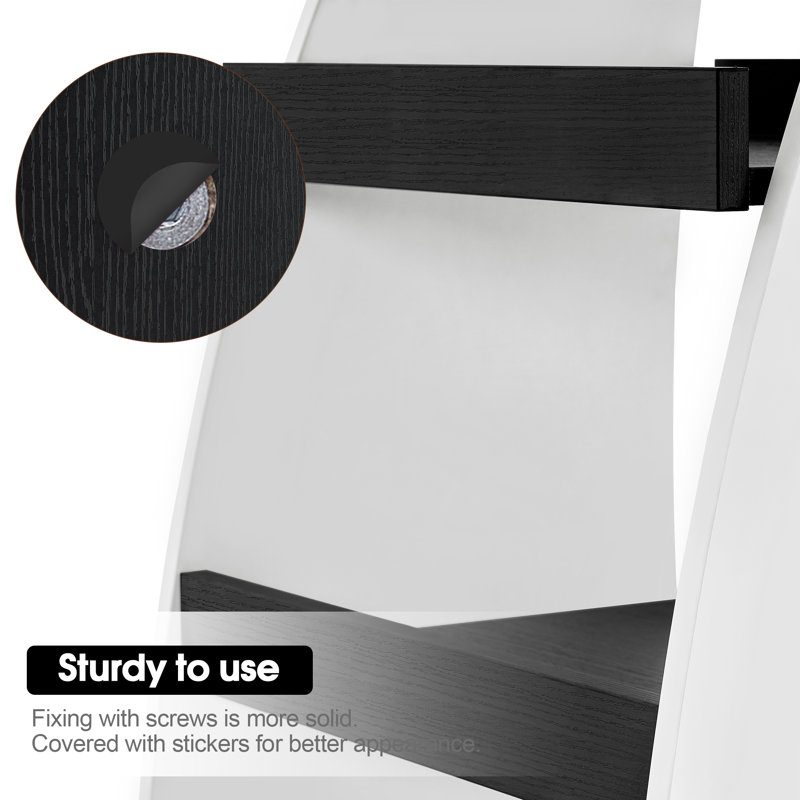 Salon Storage Trolley with Shelf and Wheels,Book Organizer, White, Black