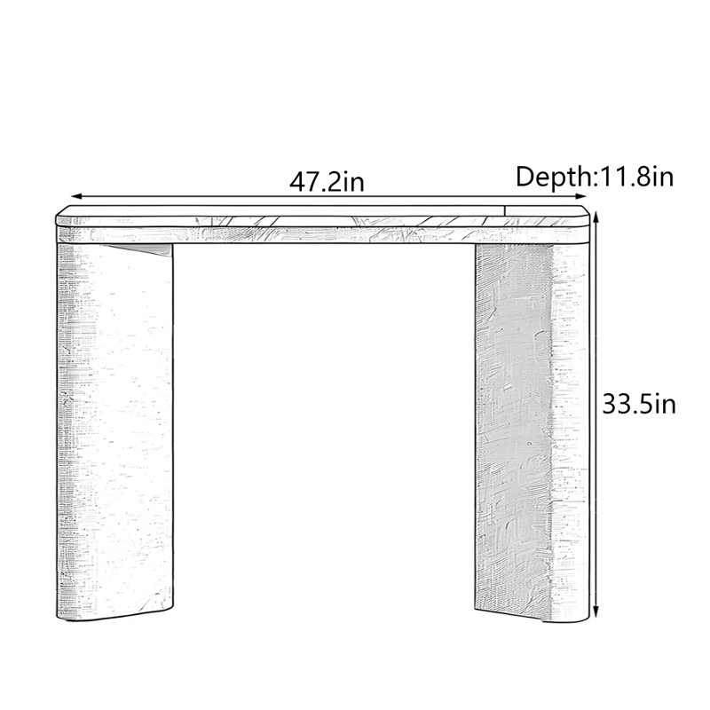 Console d'entrée Mid-Century, H 33,5 po x l 47,2 po x P 11,8 po