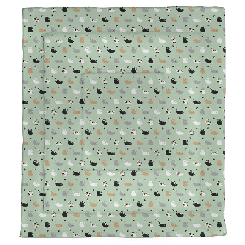 Katelyn Elizabeth Polyester Comforter, Queen Comforter, Green/Orange/Black