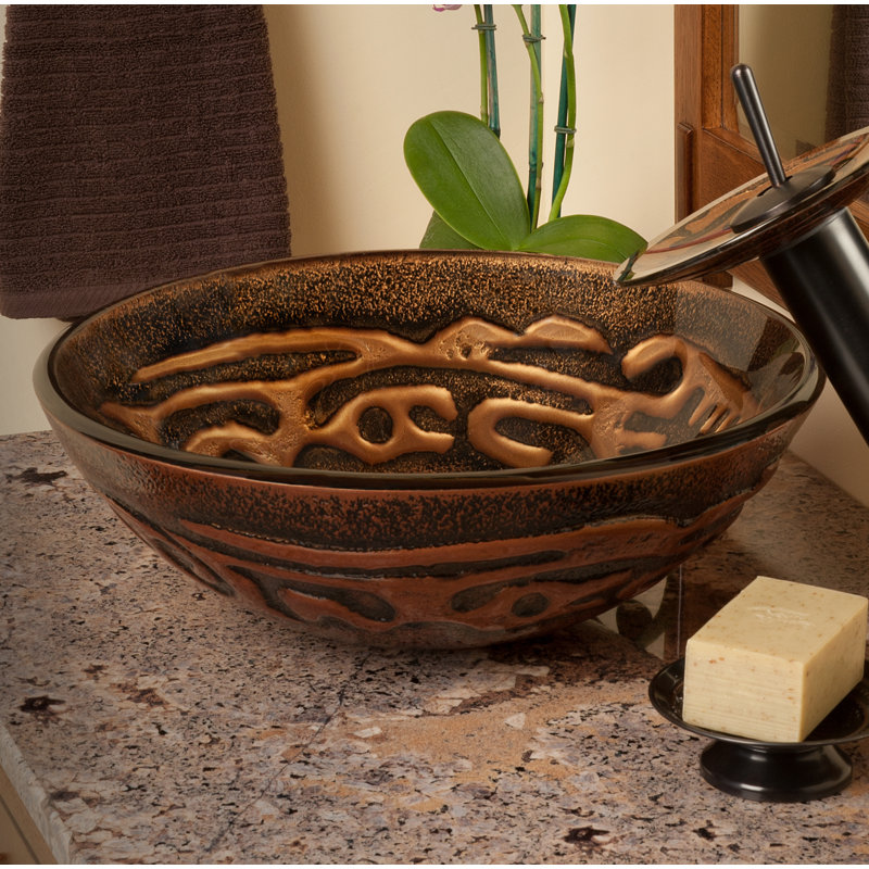 Novatto 16.5'' Bronze Glass Circular Bathroom Sink