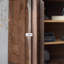 Simple Walnut Colour Wavy Wooden Accent Cabinet.
