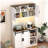 Farmhouse Bar Cabinet with Sliding Barn Door, Large Kitchen BuffetRustic Coffee Bar Sideboard Table,White