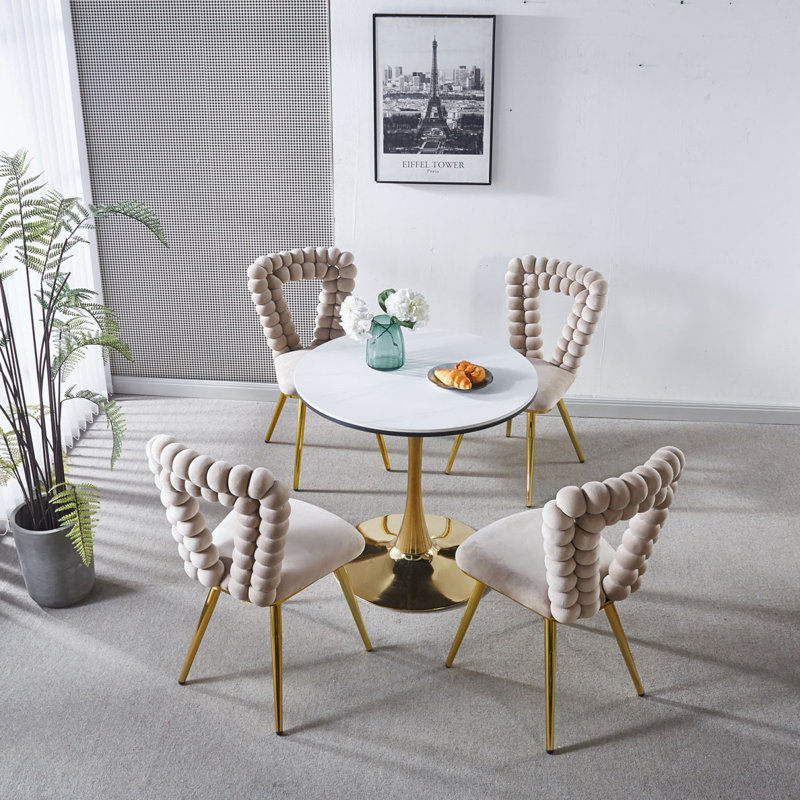 Upholstered Dining Chairs Set of 4, Beige