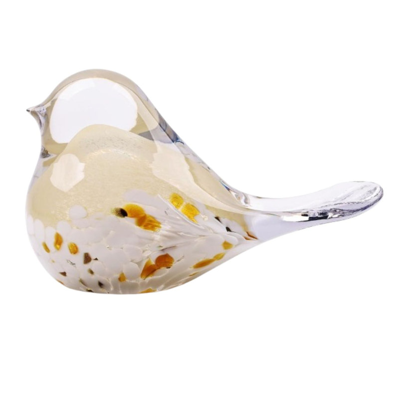 Hand Blown Glass Bird Statue Yellow