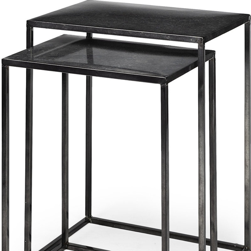 Ensemble de deux tables gigognes en fer noir