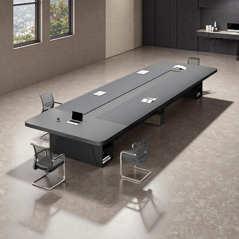 Table de conférence Modern, H 29,52 po x L 196,85 po x l 59,05 po, Noir/gris