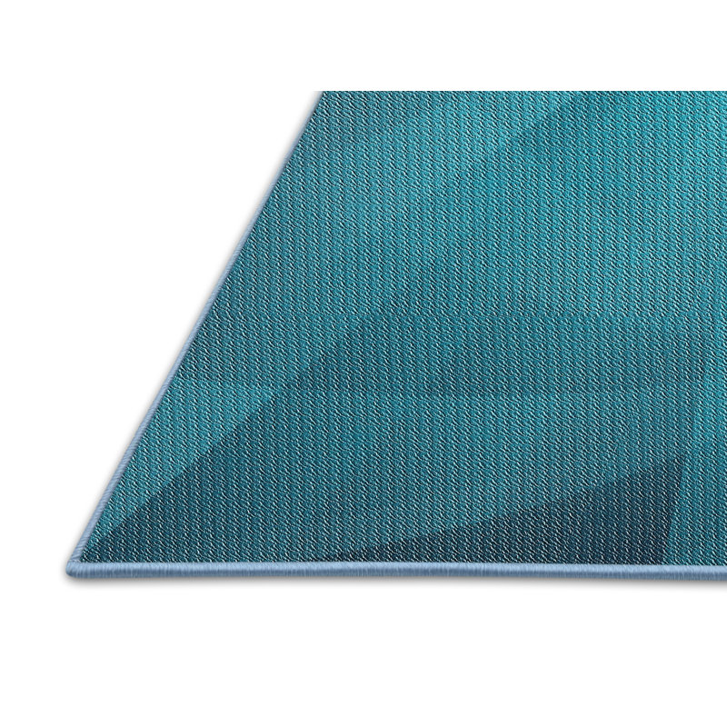 Noir abstrait/Tapis décoratif bleu ciel, Rectangle 7 pi x 10 pi