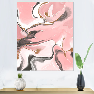 Pink Abstract Marble Liquid Art - Modern Canvas Art Print