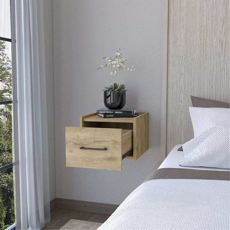 Table de chevet flottante murale Macadamia, Naturel