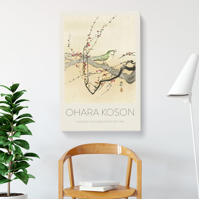 Songbird in a Plum Blossom Tree by Ohara Koson - Wrapped Canvas, 76cm H x 50cm W x 3cm D