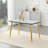 Modern Minimalist Rectangular Dining Table, Suitable For 4-6 People. Tempered Glass Countertop+Lower MDF Board, Imitation Marble Texture, Gold Metal Tapered Legs. Suitable For Minimalist Restaurants.-768176038