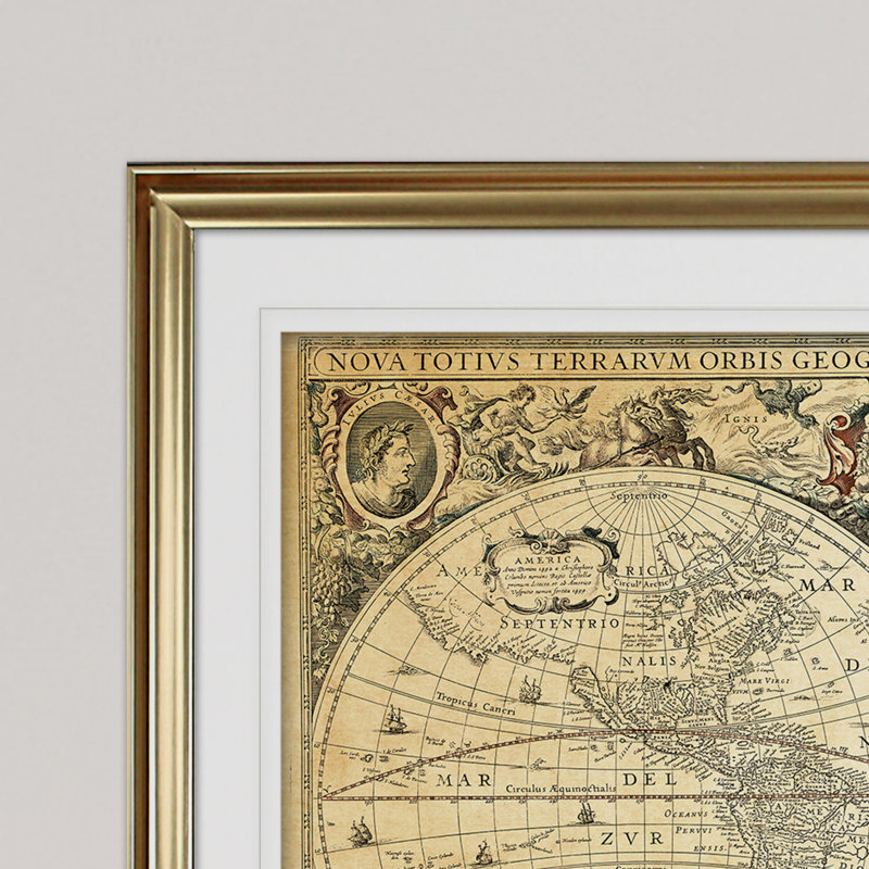 «Parchment Treasue Map», impression, H 30 po x l 42 po x P 1,5 po, Cadre doré