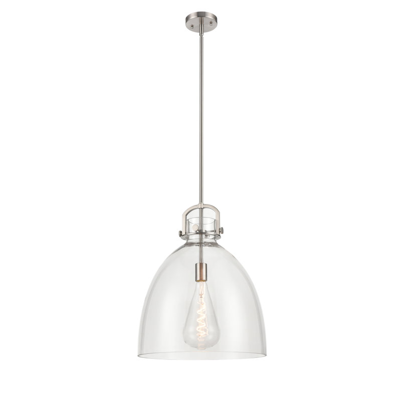Luminaire suspendu 1 lumière Badillo, Clair, H 19,63 po x l 16 po x P 16 po, Nickel satiné