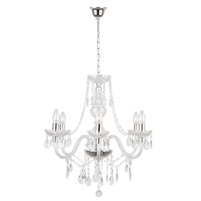 Puckett 6 - Light Candle Style Chandelier, Transparent
