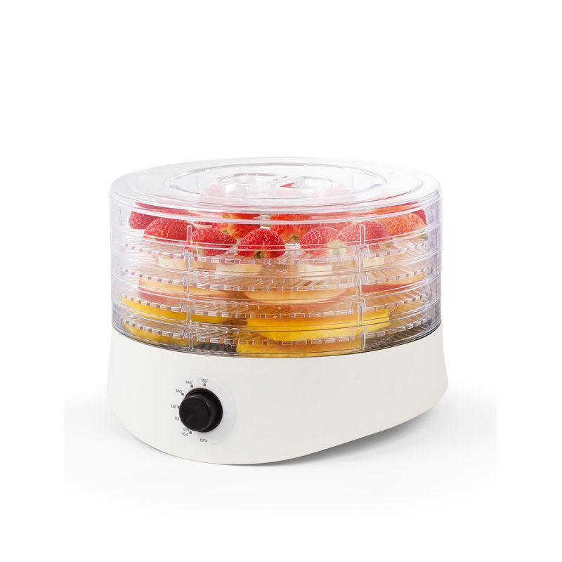 White Adjustable Thermostat Food Dehydrator with 5 Trays