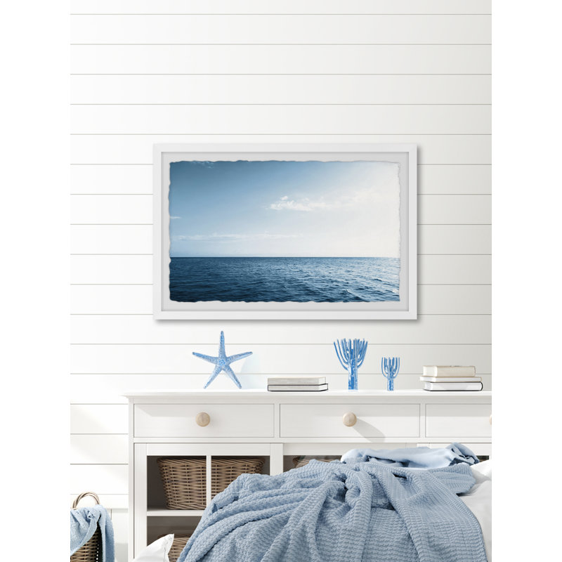 Shades Of Blue Waves - Single Picture Frame Print, 38cm H x 45cm W x 3.81cm D