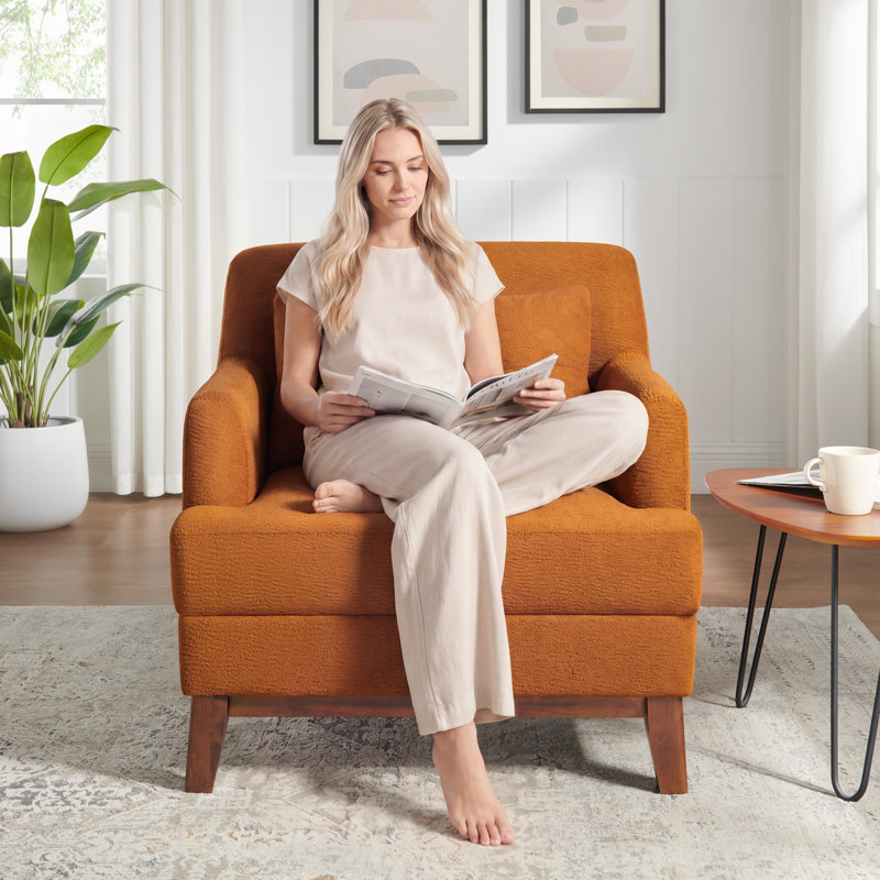 31'' Wide Upholstered Armchair With Pillow (Set Of 2), Curry