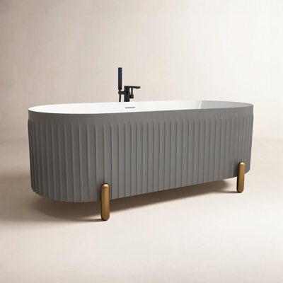 Colour 67" Fluted Freestanding Soaking Bathtub