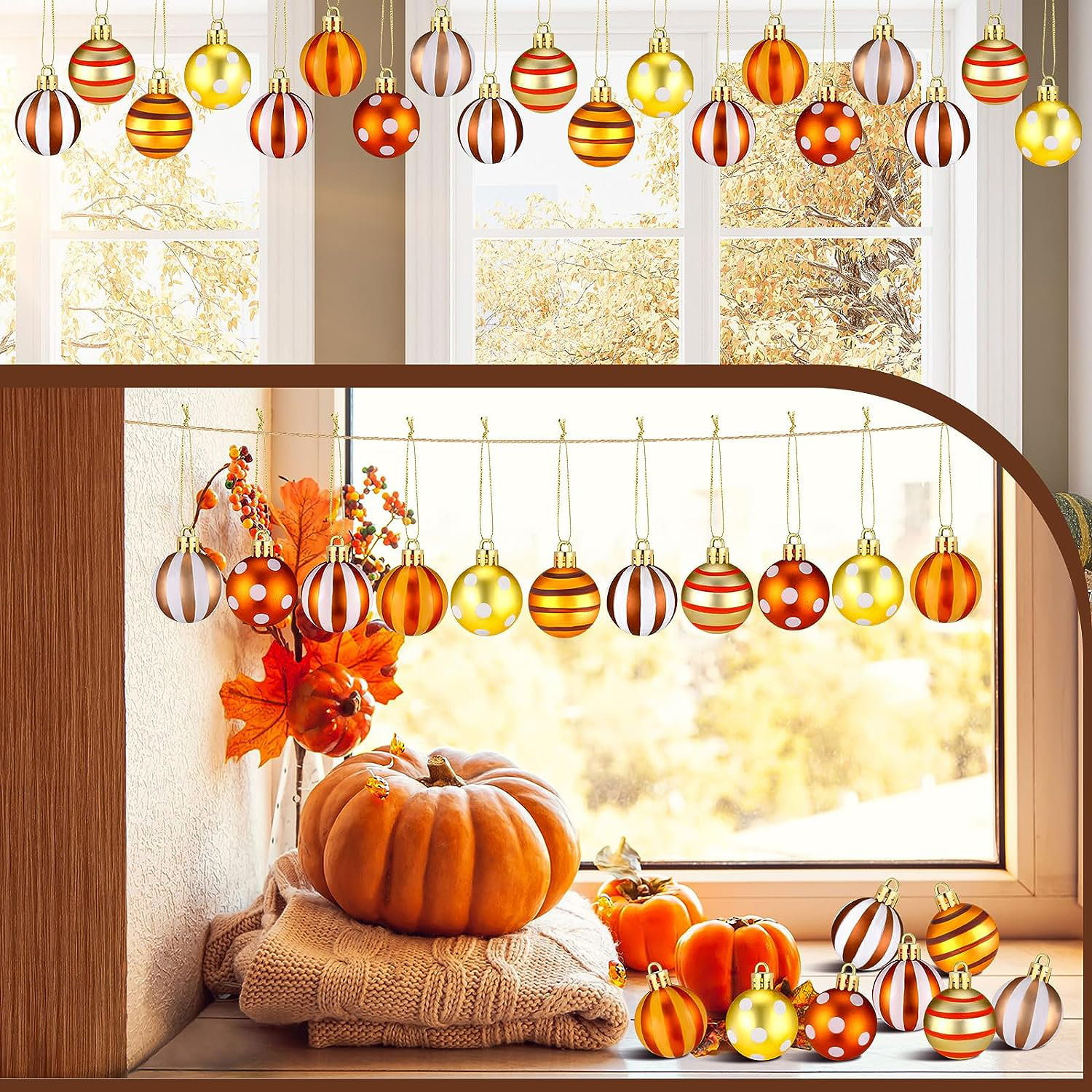 The Holiday Aisle® 40 Pcs Fall Tree Ornaments Plastic Hanging Ball ...