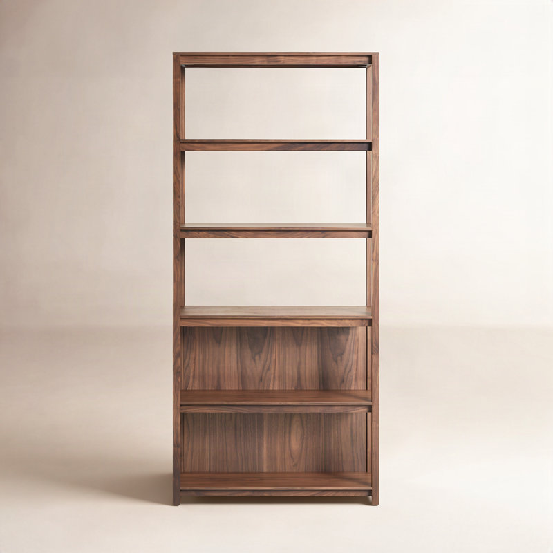 Open Plan Solid Wood Etagere, Walnut