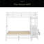 Lit superposé simple au dessus d'un lit double avec bureau intégré et trois tiroirs-488838802