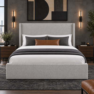 Lit plateforme tapissier avec rangement Wauson
