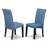 5 Piece Dining Table Set for 4 Includes a Round Kitchen Table with Pedestal and 4 Blue Color Linen Fabric Dining Chairs, Cappuccino-124875846-123719596-124875844
