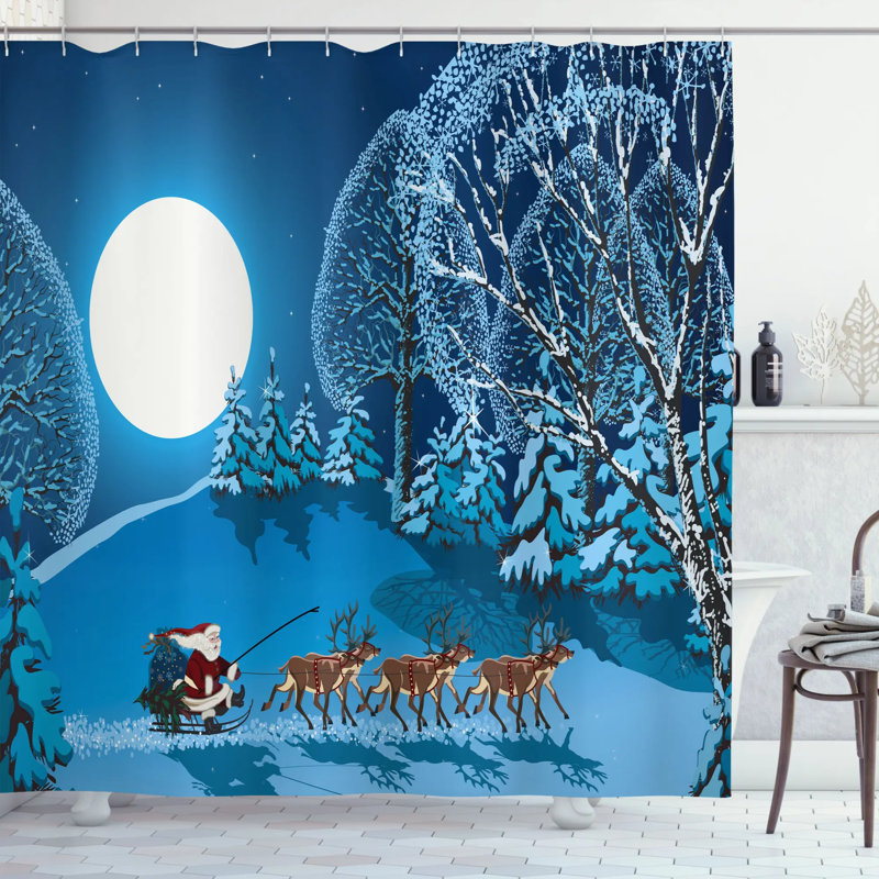 Rideau de douche simple christmas christmas forest, H 69 po x l 105 po