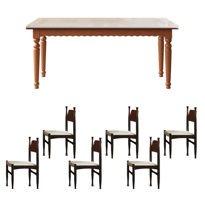 Retro rectangular utility dining table set, 29.92"H x 62.99"L x 31.5"W