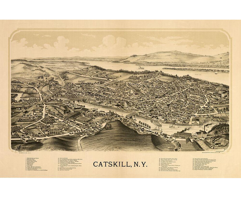 Toile tendue avec toile Winston Porter Burleigh, titre: Catskill New York, Burleigh, 1889, H 13 po x l 18 po