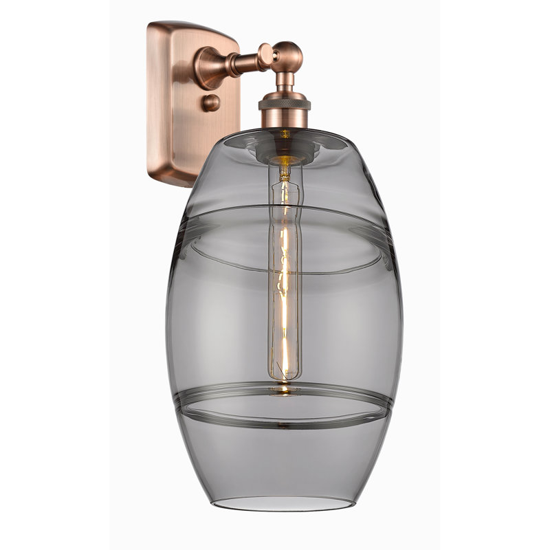 Bettylou Steel Armed Sconce, Antique Copper, 10.88" H x 8" W x 8.13" D, Light Smoke