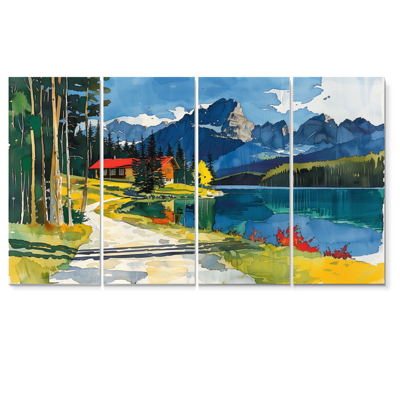 «Relaxing Mountain Lake Landscape In Canada - Canada Wall Art Living Room», ensemble, H 32 po x l 64 po