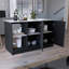 Îlot de cuisine avec grande surface supérieure, armoire à deux portes et tablettes ouvertes-129164975-129164976