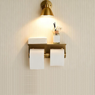 Double porte-papier hygiénique avec tablette de rangement, distributeur de papier hygiénique mural en acier inoxydable pour usage domestique